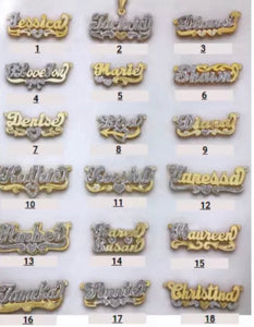 Personalized Silver and Gold Script Double Name Plate Necklace
