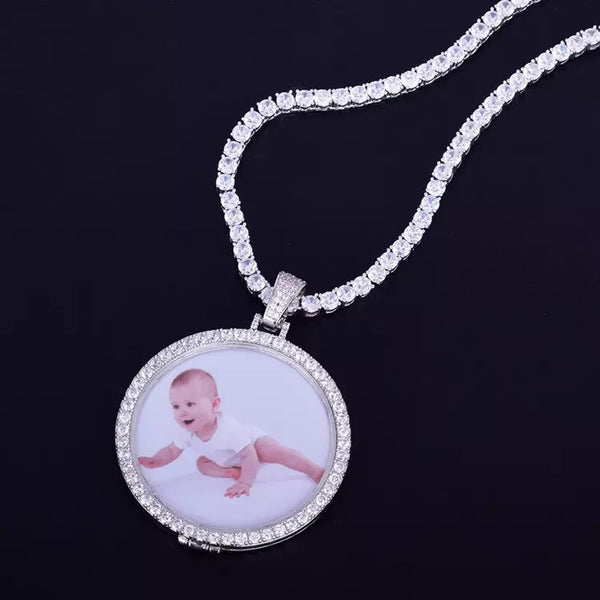 Circle Iced Out Personalized Photo Necklace