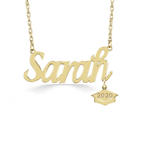 Graduation Name with Cap Charm Necklace (1 Name and Year)