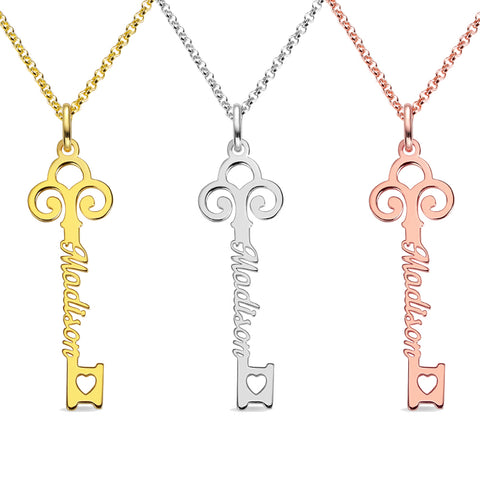 Personalized Key to True Love Name Necklace