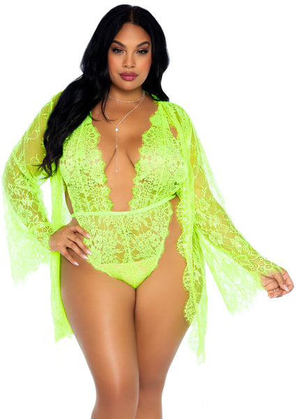 Lace Teddy and Lace Robe